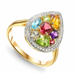 Pierścionek z kolorowymi kamieniami i diamentami (R88483 Y): 16 - zdjęcie: 2