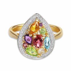 Pierścionek z kolorowymi kamieniami i diamentami (R88483 Y): 16 - zdjęcie: 3