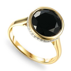 Pierścionek z czarnym agatem i diamentami (R88486 Y BAG): 8 - zdjęcie: 2