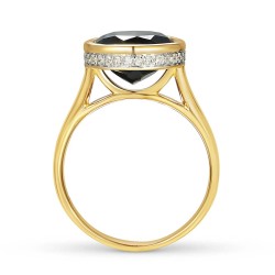 Pierścionek z czarnym agatem i diamentami (R88486 Y BAG): 8 - zdjęcie: 4