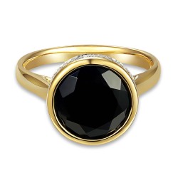 Pierścionek z czarnym agatem i diamentami (R88486 Y BAG): 8 - zdjęcie: 3