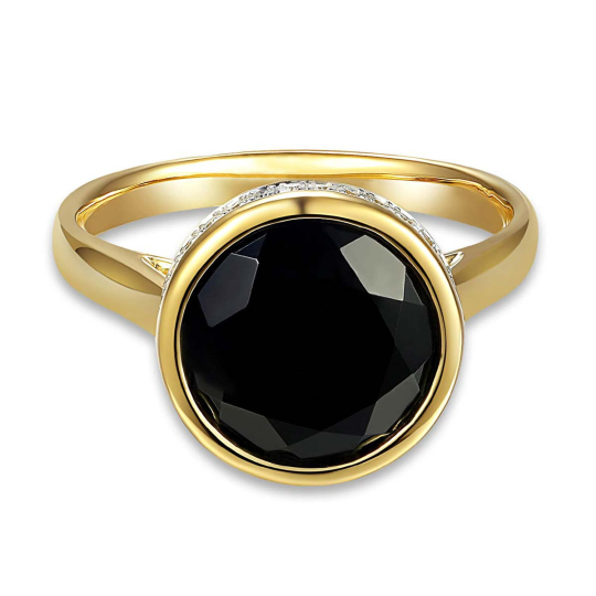 Pierścionek z czarnym agatem i diamentami (R88486 Y BAG): 8