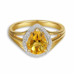 Pierścionek z cytrynem i diamentami (R88491 Y CT)