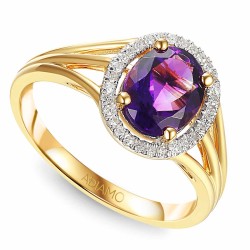 Pierścionek z ametystem i diamentami (R88492 Y AM): 8 - zdjęcie: 2