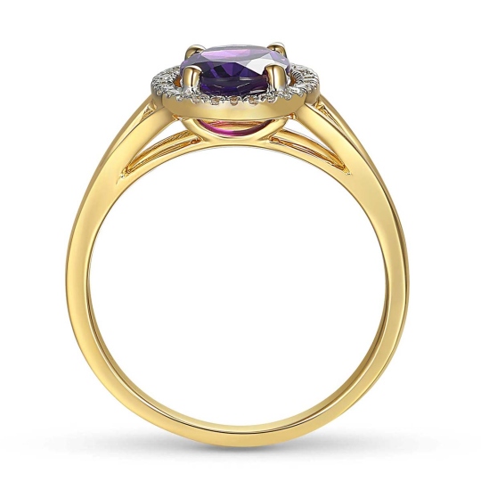 Pierścionek z ametystem i diamentami (R88492 Y AM): 8