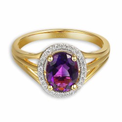 Pierścionek z ametystem i diamentami (R88492 Y AM): 8 - zdjęcie: 3