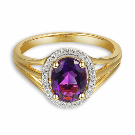 Pierścionek z ametystem i diamentami (R88492 Y AM): 8