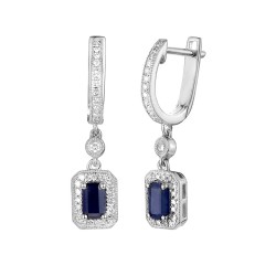 Kolczyki z szafirami i diamentami (E32565 W A SA) - zdjęcie: 2