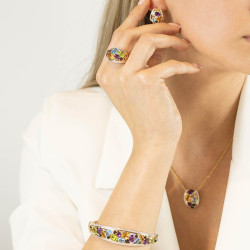 Kolczyki z kolorowymi kamieniami i diamentami (E43720 Y A) - zdjęcie: 4