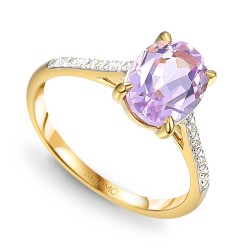 Pierścionek z różowym ametystem i diamentami (R86614 Y PAM): 8 - zdjęcie: 2