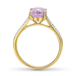 Pierścionek z różowym ametystem i diamentami (R86614 Y PAM): 8 - zdjęcie: 5