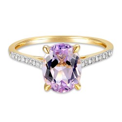 Pierścionek z różowym ametystem i diamentami (R86614 Y PAM): 8 - zdjęcie: 4