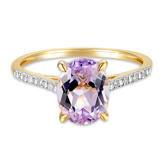 Pierścionek z różowym ametystem i diamentami (R86614 Y PAM): 8