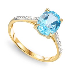 Pierścionek z niebieskim topazem i diamentami (R86614 Y BT): 7 - zdjęcie: 2
