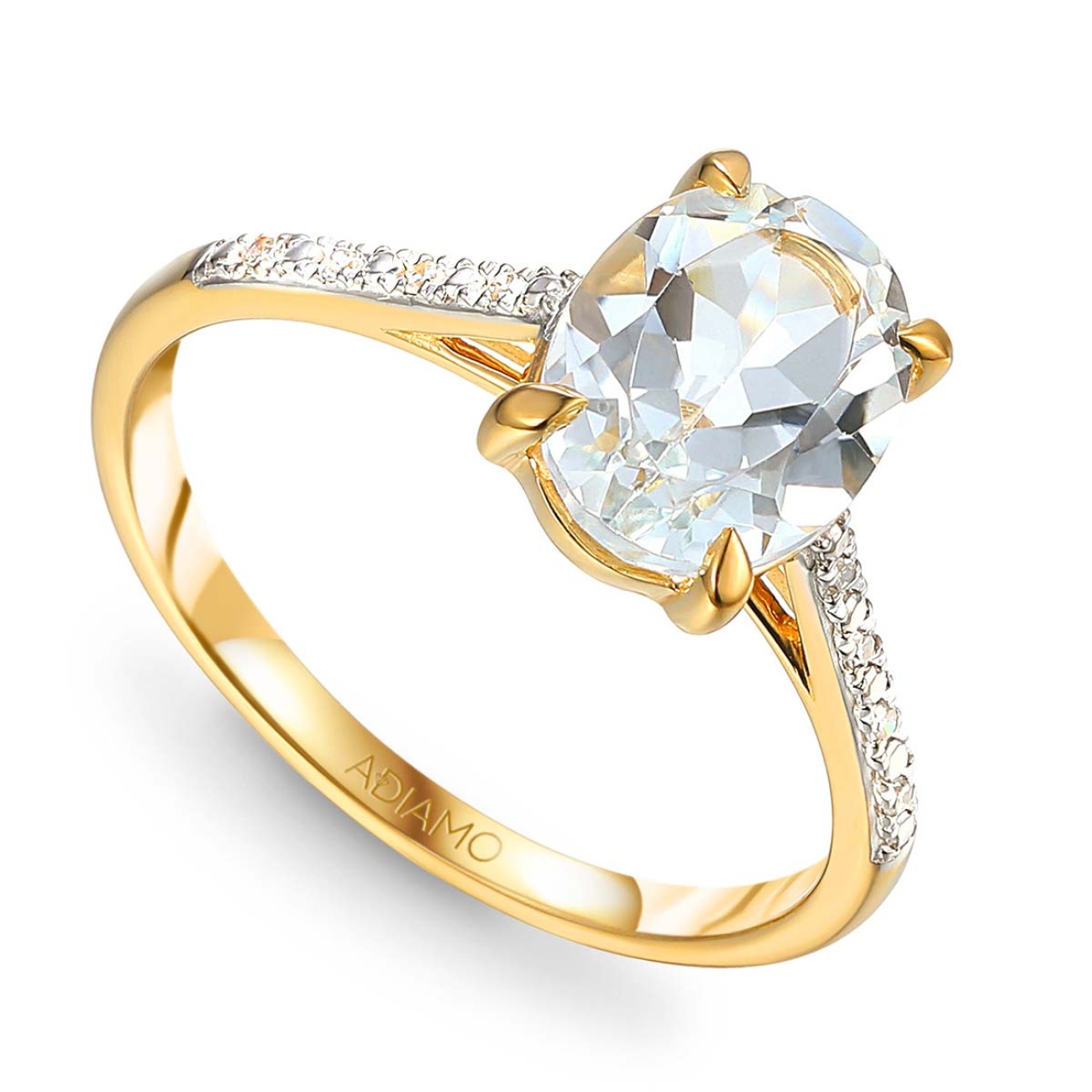 Pierścionek z białym topazem i diamentami (R86614 Y WT): 7