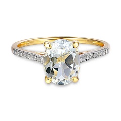 Pierścionek z białym topazem i diamentami (R86614 Y WT)