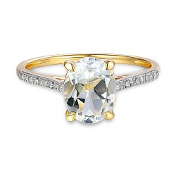 Pierścionek z białym topazem i diamentami (R86614 Y WT): 7 - zdjęcie: 3