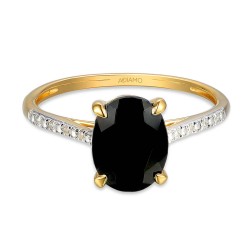 Pierścionek z czarnym agatem i diamentami (R86614 Y BAG): 7 - zdjęcie: 3