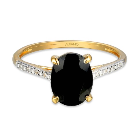 Pierścionek z czarnym agatem i diamentami (R86614 Y BAG)
