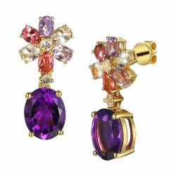 Kolczyki z kolorowymi kamieniami (E88902 Y S) - zdjęcie: 2