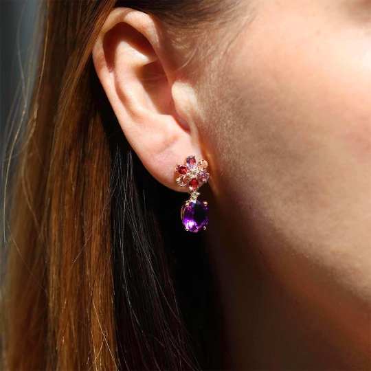 Kolczyki z kolorowymi kamieniami (E88902 Y S)
