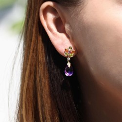 Kolczyki z kolorowymi kamieniami i diamentami (E88901 Y S) - zdjęcie: 3