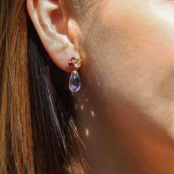 Kolczyki z kolorowymi kamieniami i diamentami (E88898 Y S ) - zdjęcie: 3