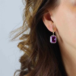Kolczyki z ametystami i diamentami (E33406 Y A AM) - zdjęcie: 3