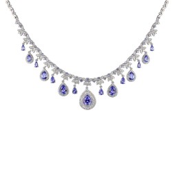 Kolia z tanzanitami i diamentami (N06468 W T) - zdjęcie: 2