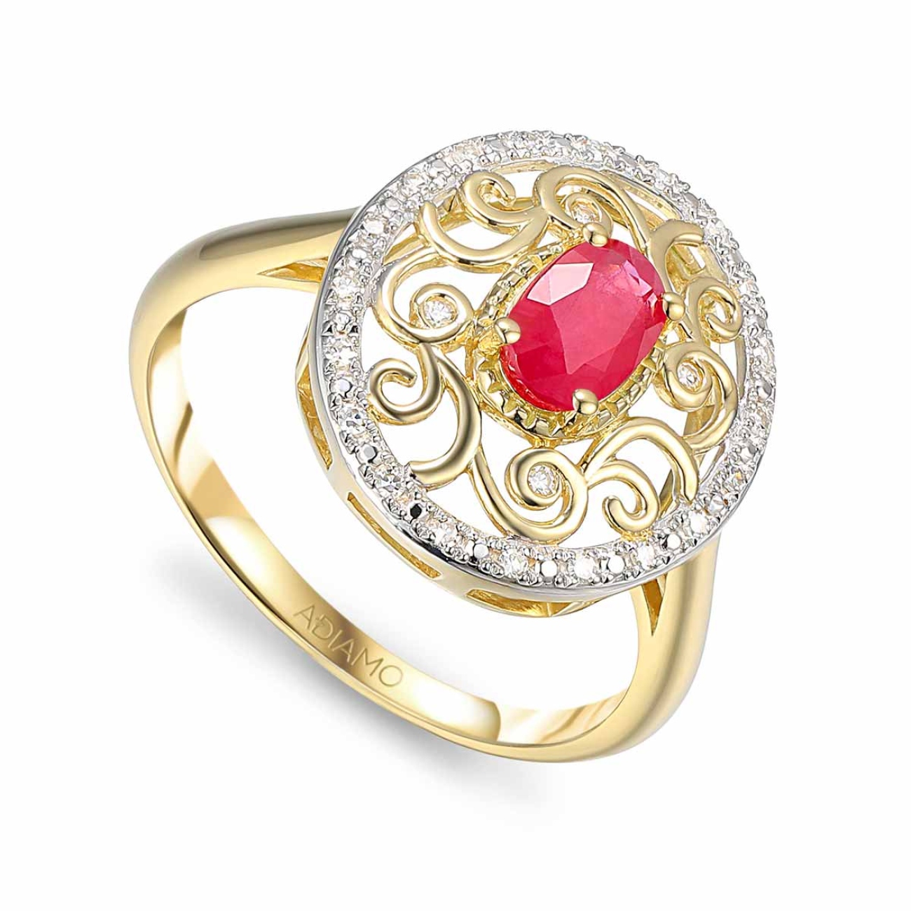 Pierścionek z rubinem i diamentami (R86861 Y RU): 7