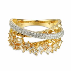 Pierścionek z białymi topazami i diamentami (R86489 Y WT): 7 - zdjęcie: 3