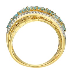 Pierścionek z niebieskimi topazami i diamentami (R86489 Y BT): 7 - zdjęcie: 4