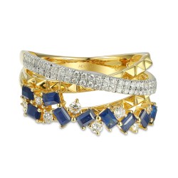 Pierścionek z szafirami i diamentami (R86489 Y SA): 7 - zdjęcie: 3