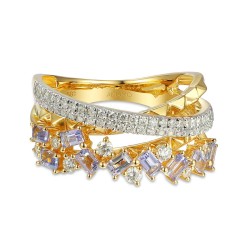 Pierścionek z tanzanitami i diamentami (R86489 Y T): 7 - zdjęcie: 3