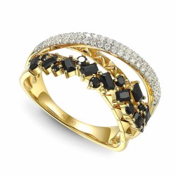 Pierścionek z czarnymi spinelami i diamentami (R86489 Y BSP): 7 - zdjęcie: 2