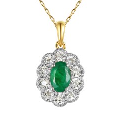Zawieszka ze szmaragdem i diamentami (P63665 YW EM) - zdjęcie: 2