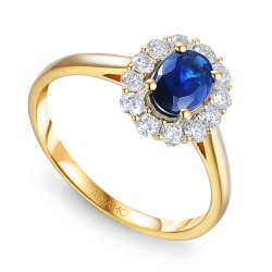 Pierścionek z szafirem i diamentami (R37314 Y SA): 10 - zdjęcie: 2