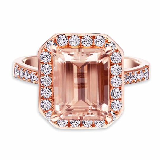 Pierścionek z morganitem i diamentami (R67596 R MR): 14