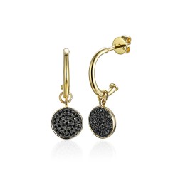 Kolczyki wiszące z czarnymi diamentami (E86411 Y SW BD) - zdjęcie: 2