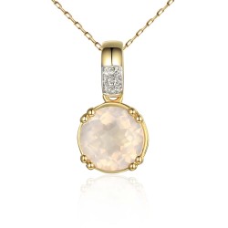 Zawieszka z różowym kwarcem i diamentami (P82457 Y RQ) - zdjęcie: 2