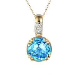 Zawieszka z niebieskim topazem i diamentami (P82457 Y BT) - zdjęcie: 2