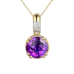 Zawieszka z ametystem i diamentami (P82457 Y AM) - zdjęcie: 2