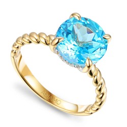 Pierścionek z niebieskim topazem i diamentami (R85127 Y BT): 8 - zdjęcie: 2