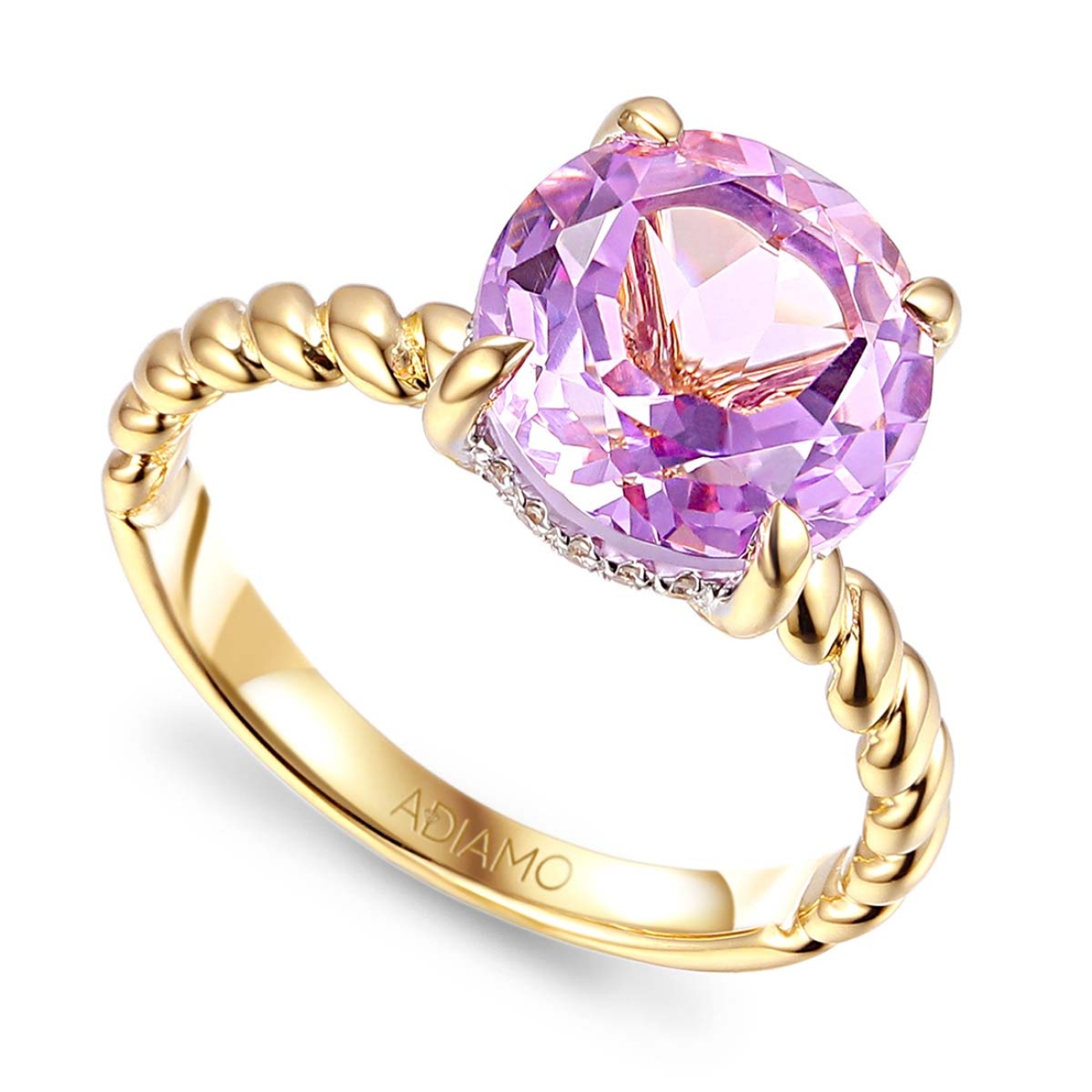 Pierścionek z różowym ametystem i diamentami (R85127 Y PAM): 8