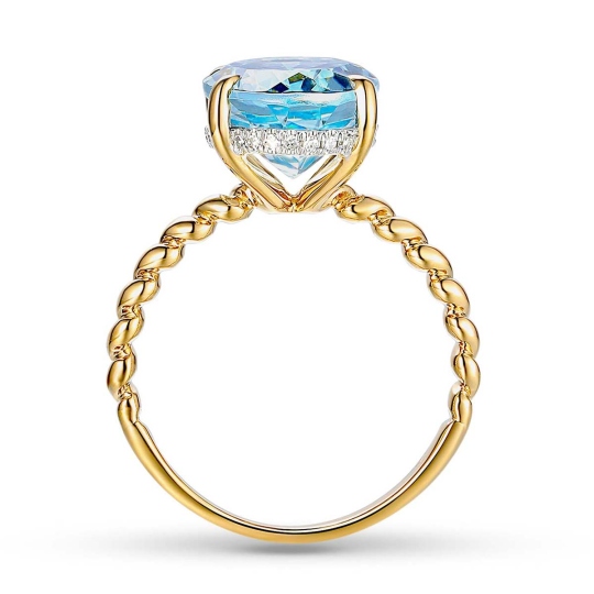 Pierścionek z niebieskim topazem i diamentami (R85125 Y BT): 8