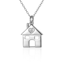 Naszyjnik domek z diamentami (N09557 W C) - zdjęcie: 2