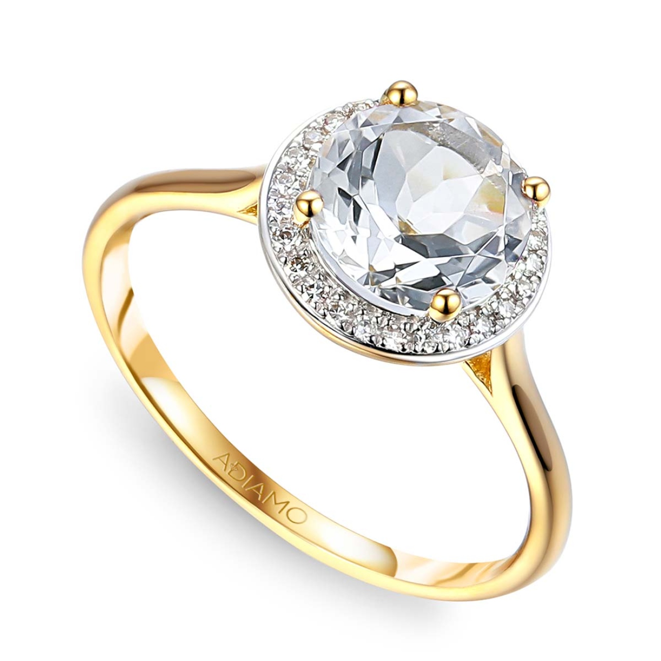 Pierścionek z białym topazem i diamentami (R62900 Y D WT): 7