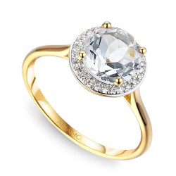 Pierścionek z białym topazem i diamentami (R62900 Y D WT): 7 - zdjęcie: 2