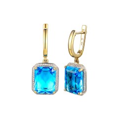 Kolczyki z niebieskimi topazami i diamentami (E33406 Y A BT) - zdjęcie: 2