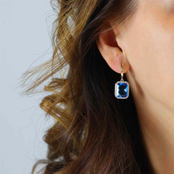 Kolczyki z niebieskimi topazami i diamentami (E33406 Y A BT) - zdjęcie: 3